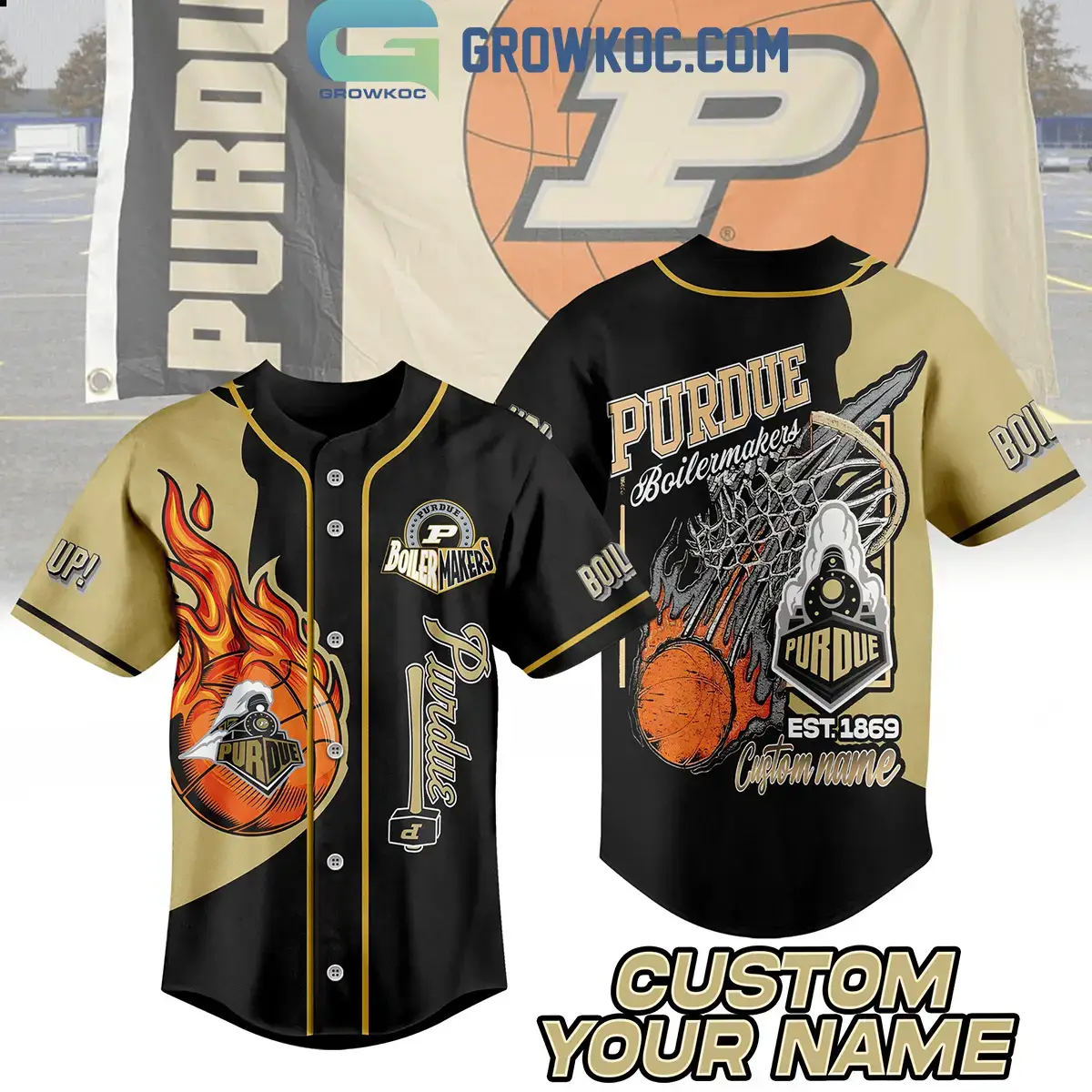Purdue Boilermakers Boil Up Est.1869 Personalized Baseball Jersey Image