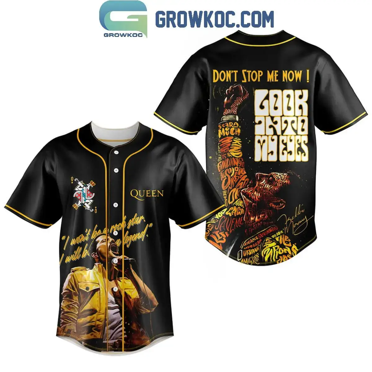 Queen Don't Stop Me Now Look Into My Eyes Baseball Jersey Image