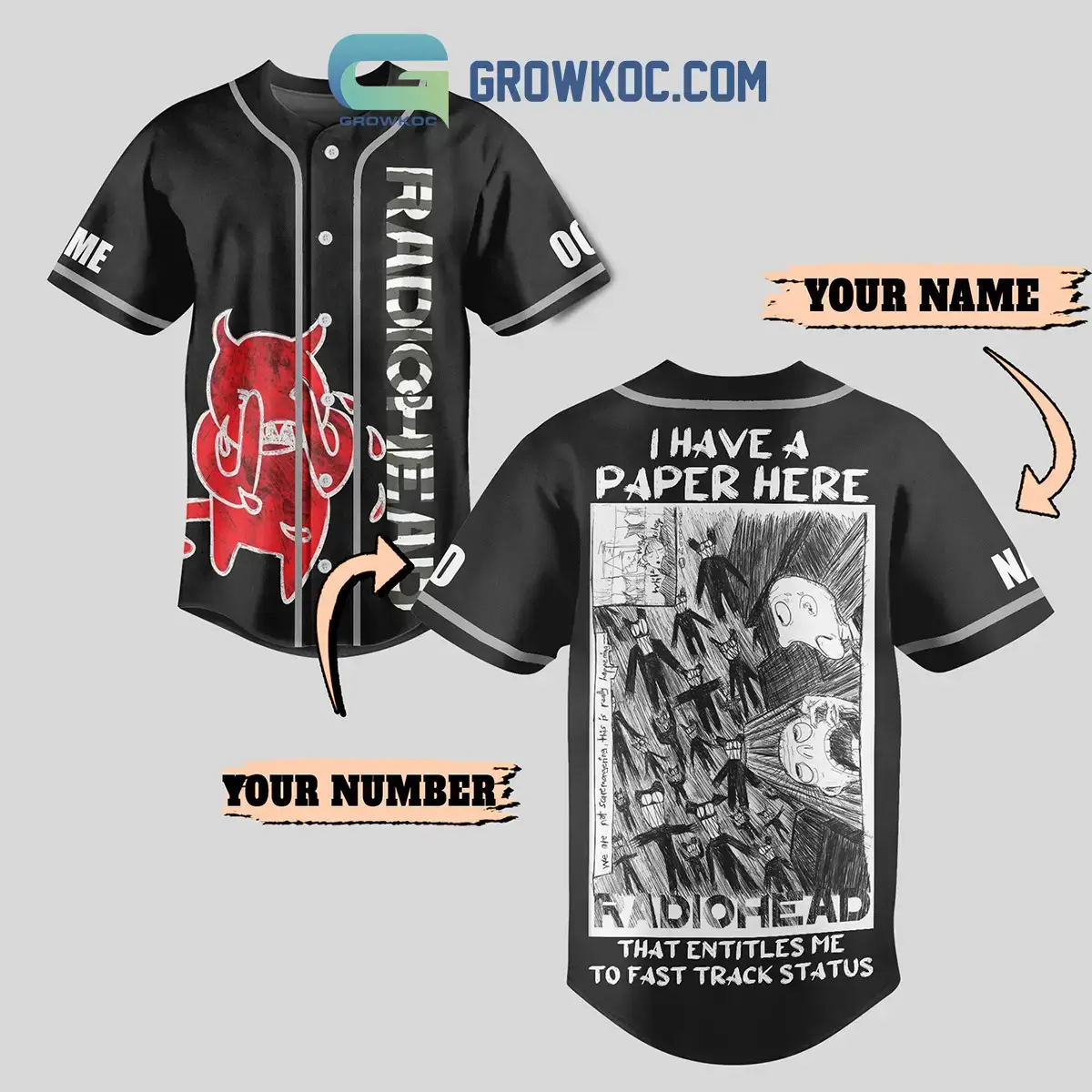 Radiohead Fast Track Status Personalized Baseball Jersey Image