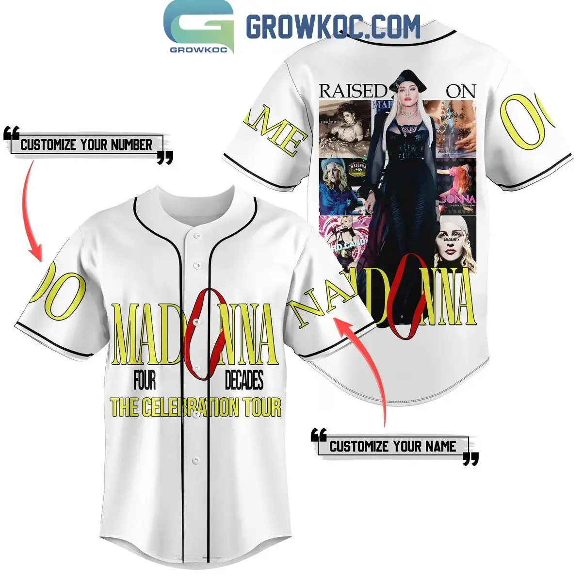 Raised On Madonna Personalized Baseball Jersey White Version Image