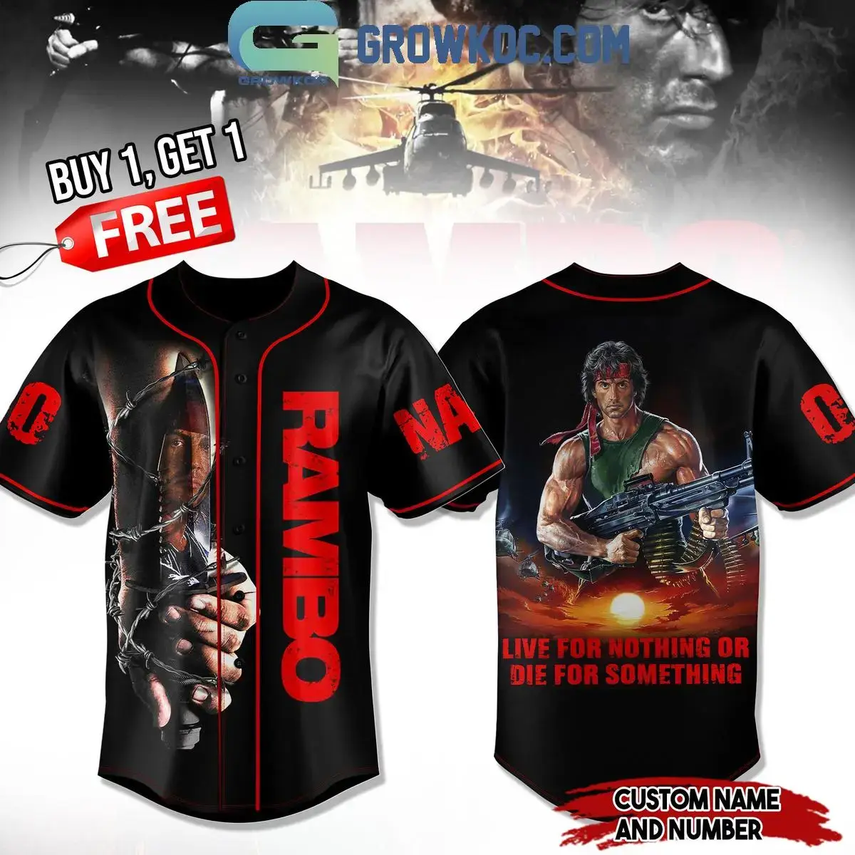 Rambo Live For Nothing Die For Something Personalized Baseball Jersey Image
