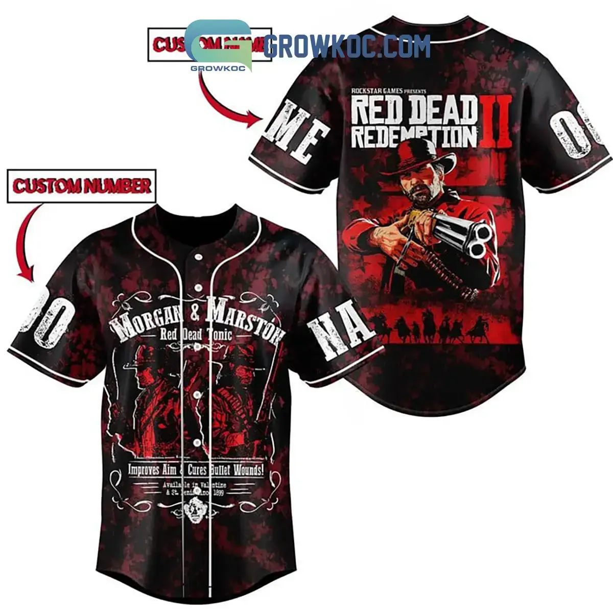 Red Dead Redemption II Morgan & Marston Personalized Baseball Jersey Image