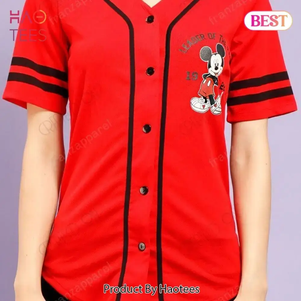 Red Mickey Mouse Baseball Jersey Top - Stylish & Fun Casual Wear Image
