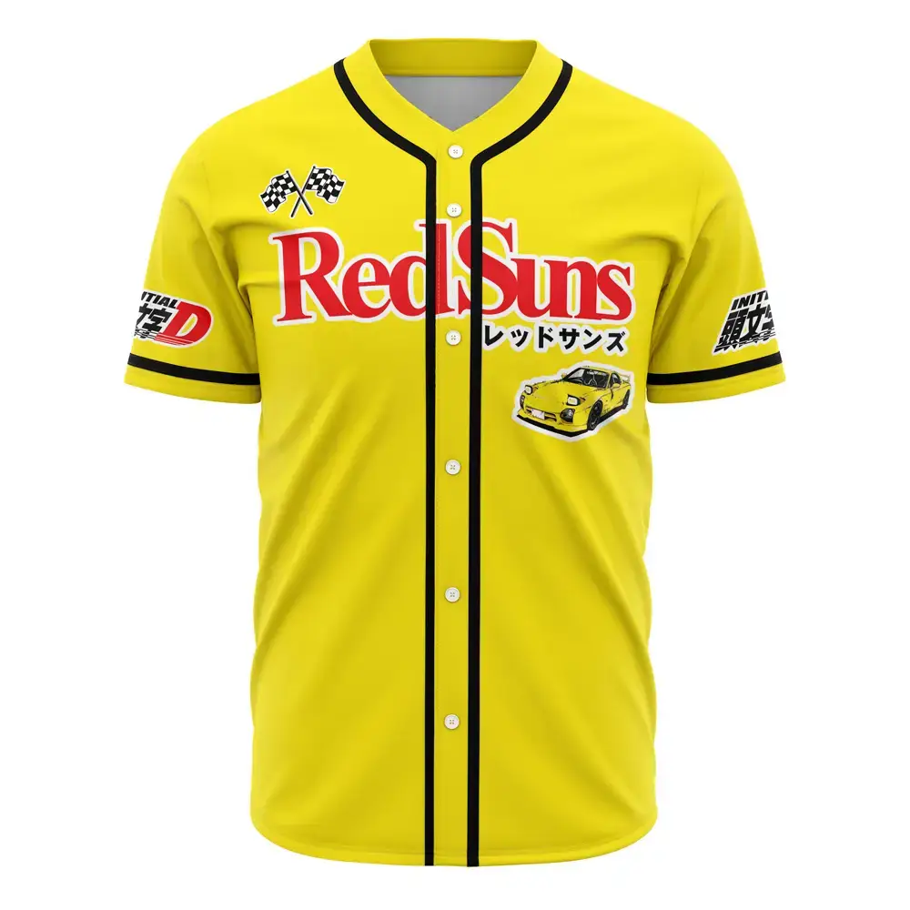 Redsuns Yellow Racing Jersey - Stylish Initial D Baseball Shirt For Fans Image