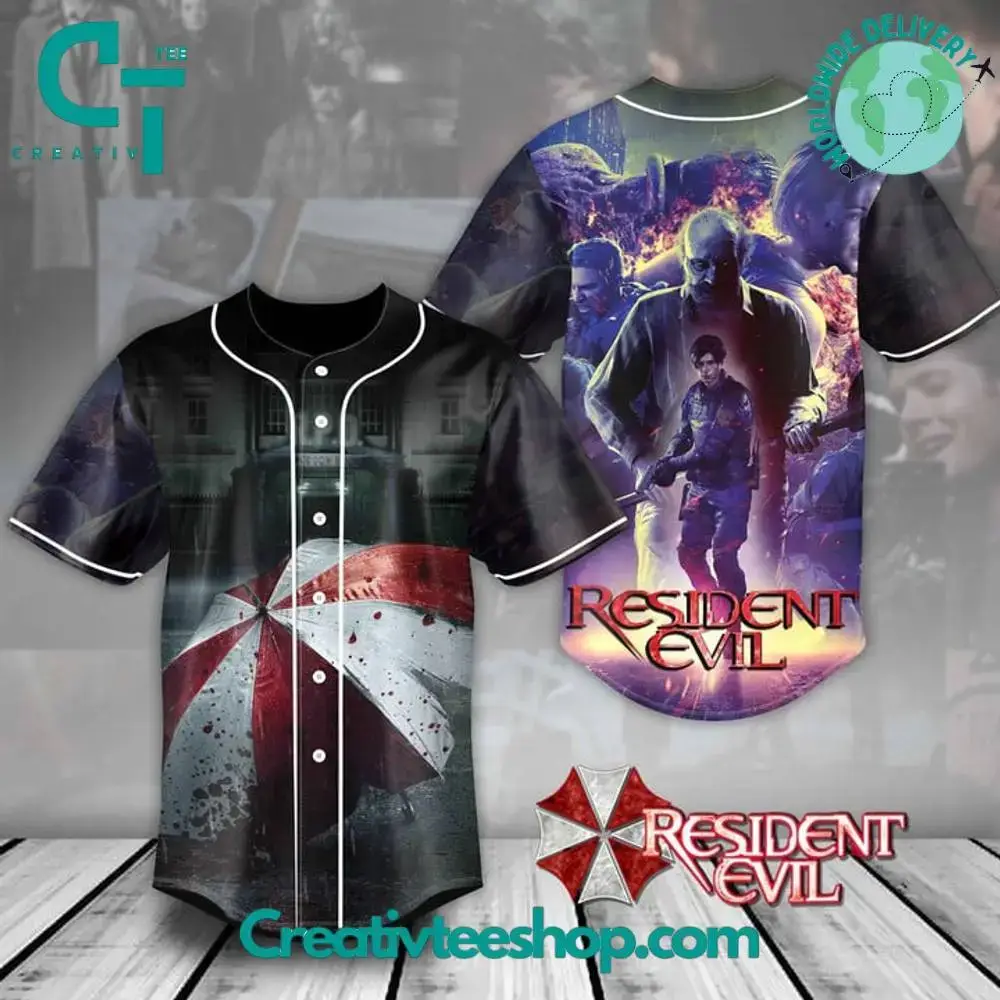 Resident Evil Umbrella Corporation Baseball Jersey Image