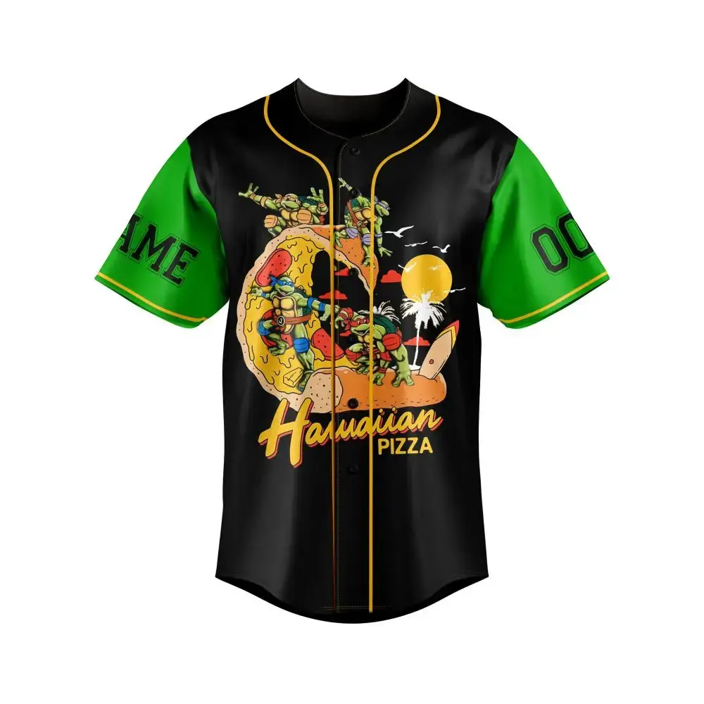 Retro Hawaiian Pizza Baseball Jersey – Fun Graphic Tee For Pizza Lovers Image