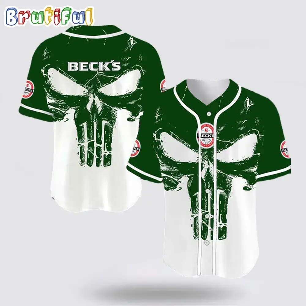 Retro Skull Beck'S Baseball Jersey Image