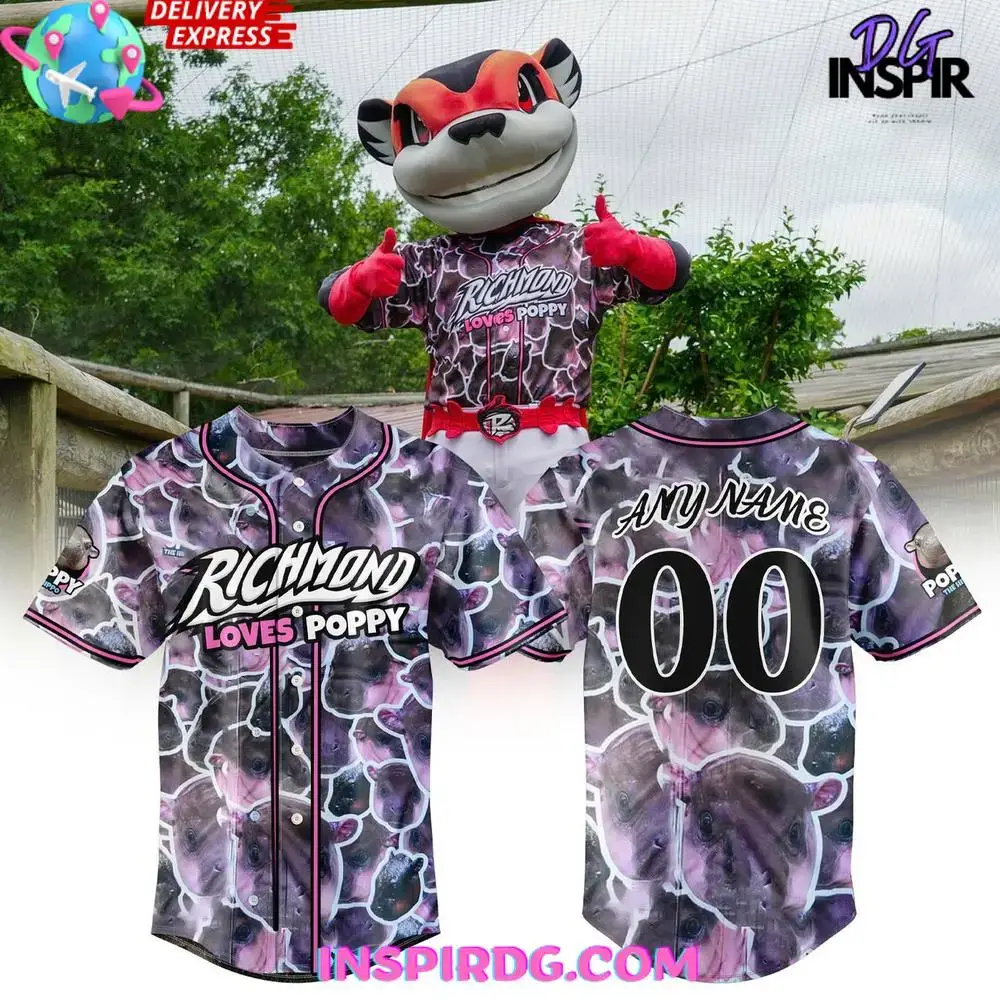 Richmond Flying Squirrels Loves Poppy Special Baseball Jersey Image