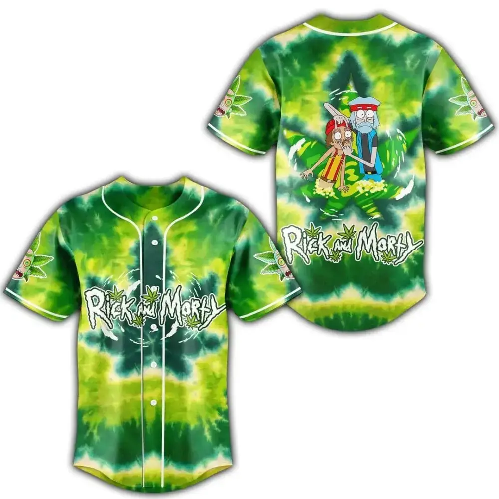 Rick & Morty Tie-Dye Baseball Jersey - Vibrant Green, Unisex, Limited Edition Fan Apparel Image