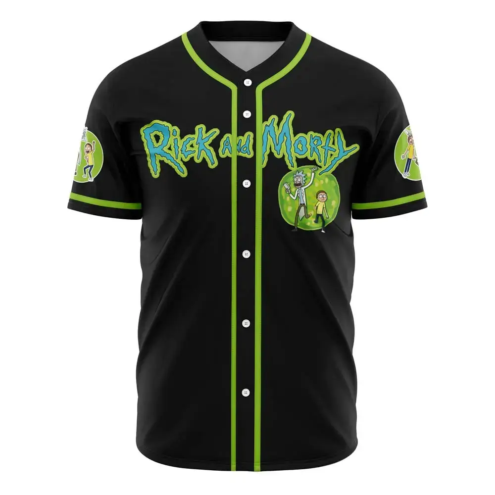 Rick And Morty Baseball Jersey - Stylish Black & Green Fan Apparel Image