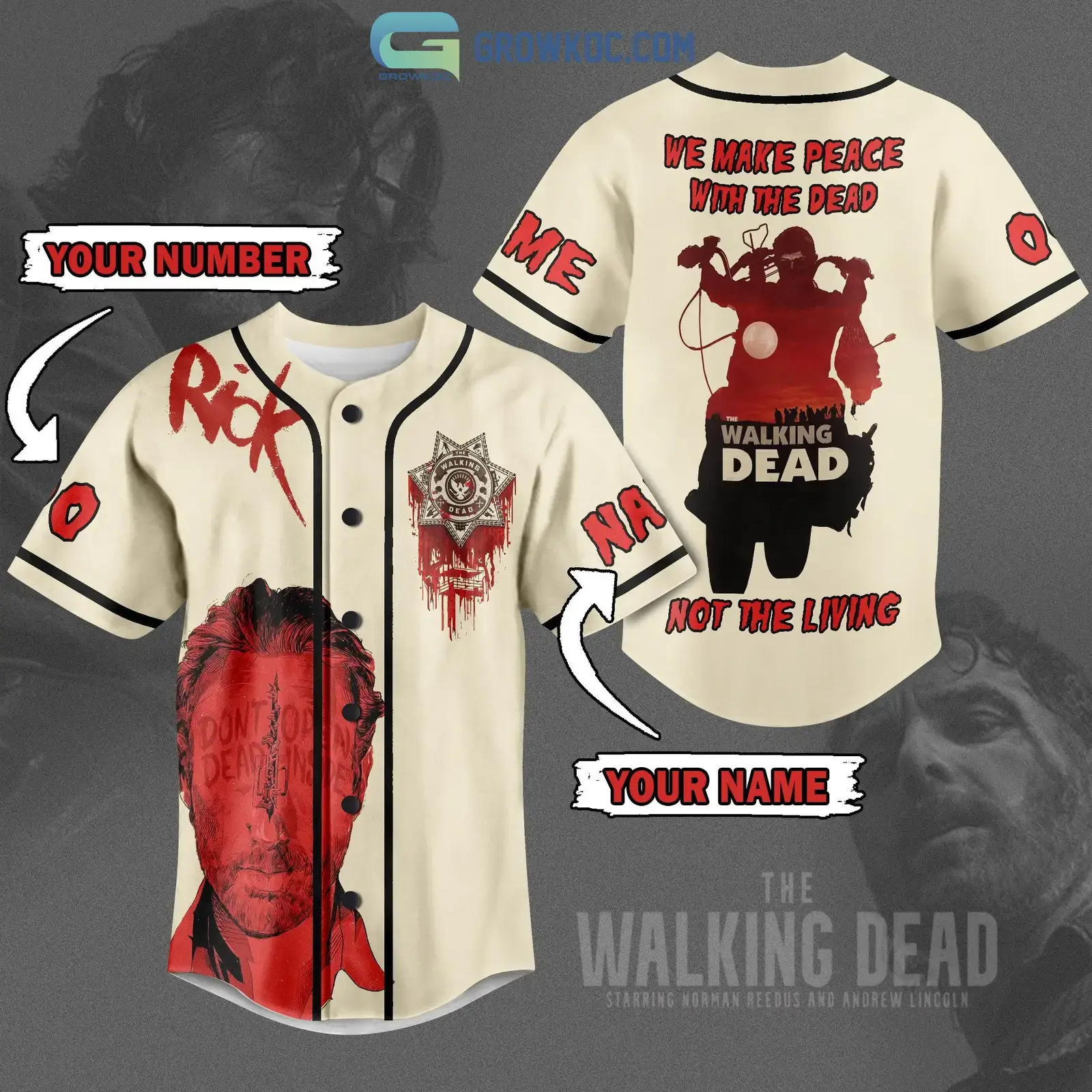Rick Walking Dead We Make Peace With The Dead Not The Living Personalized Baseball Jersey Image
