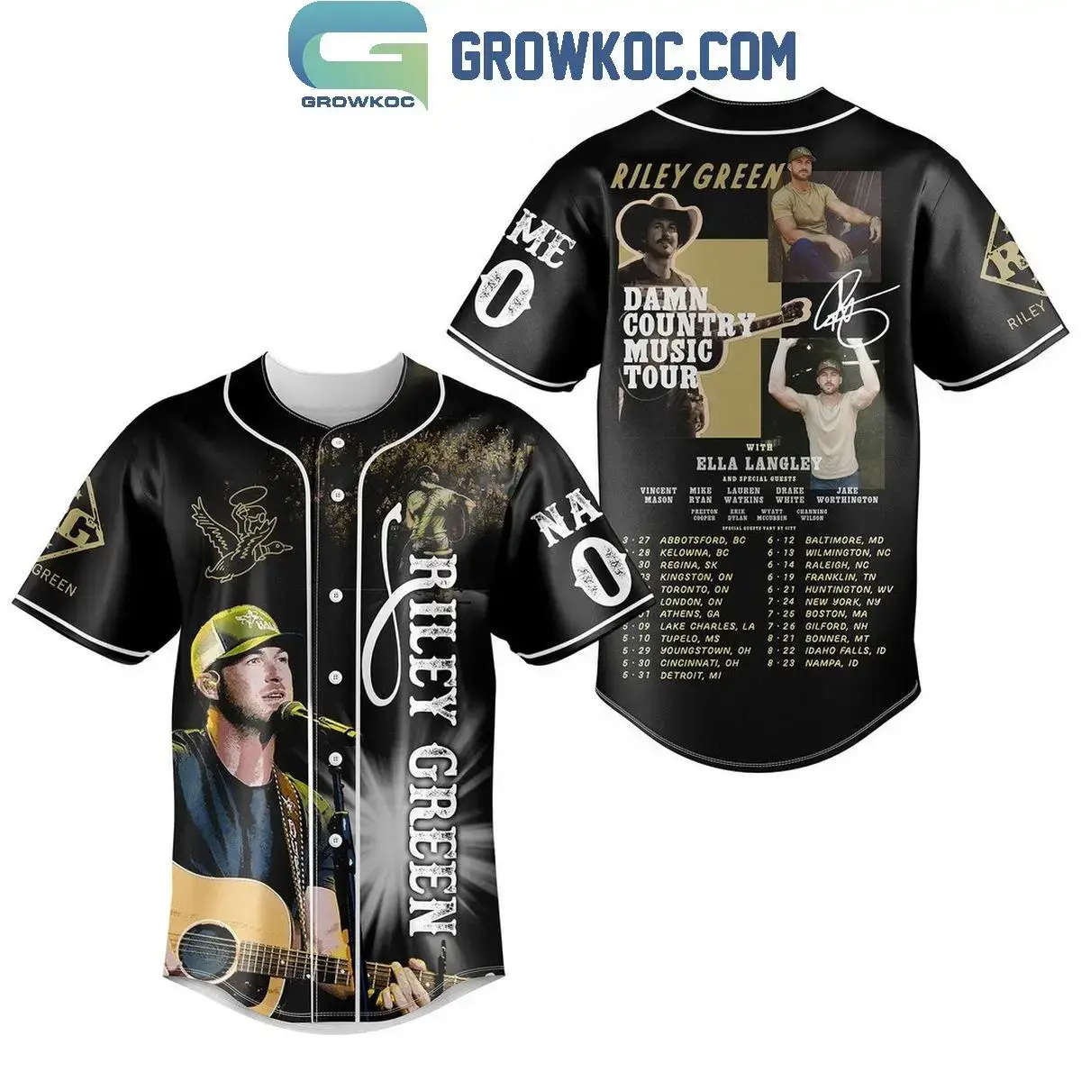 Riley Green Damn Country Music Tour With Ella Langley Personalized Baseball Jersey Image
