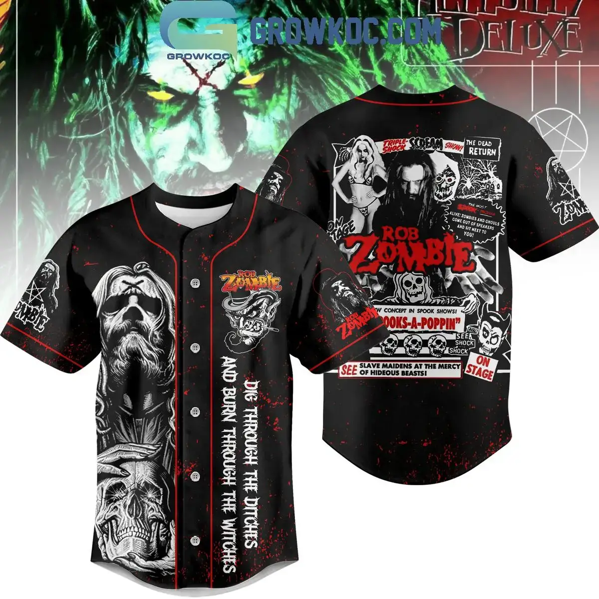 Rob Zombie Digs Through The Ditches And Burn Through The Witches Baseball Jersey Image