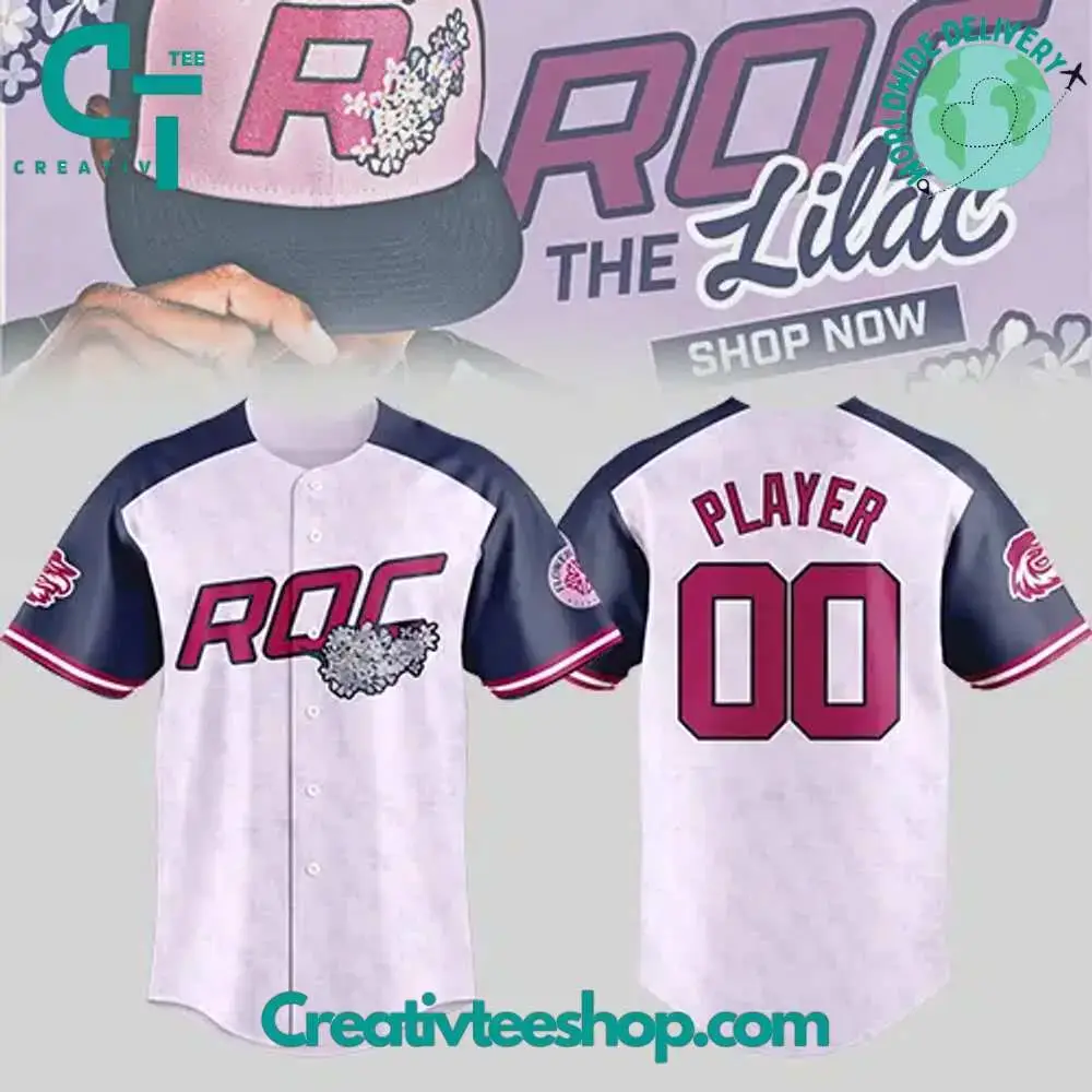 Rochester Red Wings Roc The Lilac Baseball Jersey Image