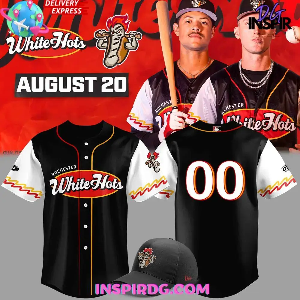 Rochester Whitehots Custom Baseball Jersey – Perfect For August 20 Fan Gear! Image