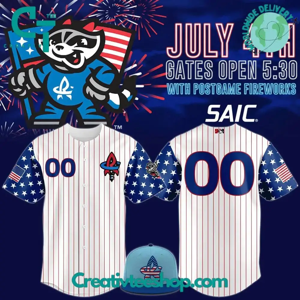 Rocket City Trash Pandas 2025 Independence Day Personalized Baseball Jersey Image