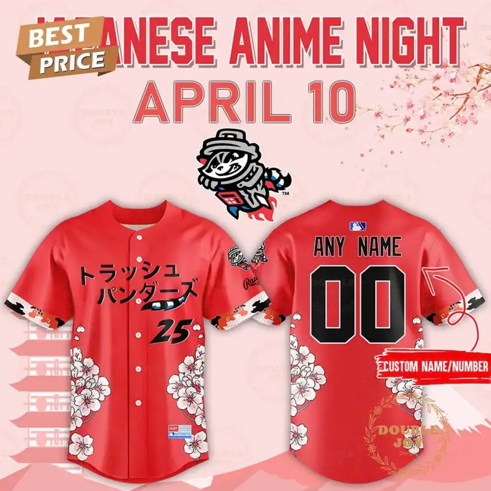 Rocket City Trash Pandas Japanese Anime Night 2025 Custom Name Limited Edition Baseball Jersey Image
