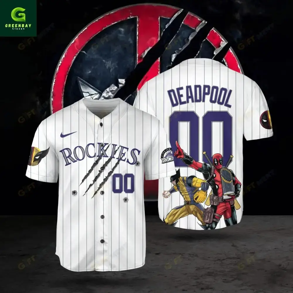 Rockies Deadpool Baseball Jersey – Unique Comic Fan Apparel For Game Day Image