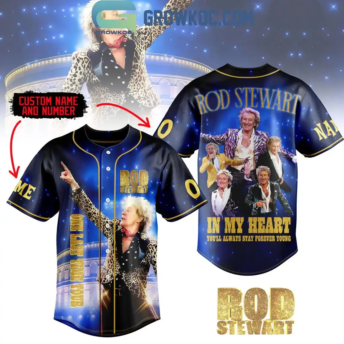 Rod Stewart In My Heart You'll Always Stay Forever Young Baseball Jersey Image