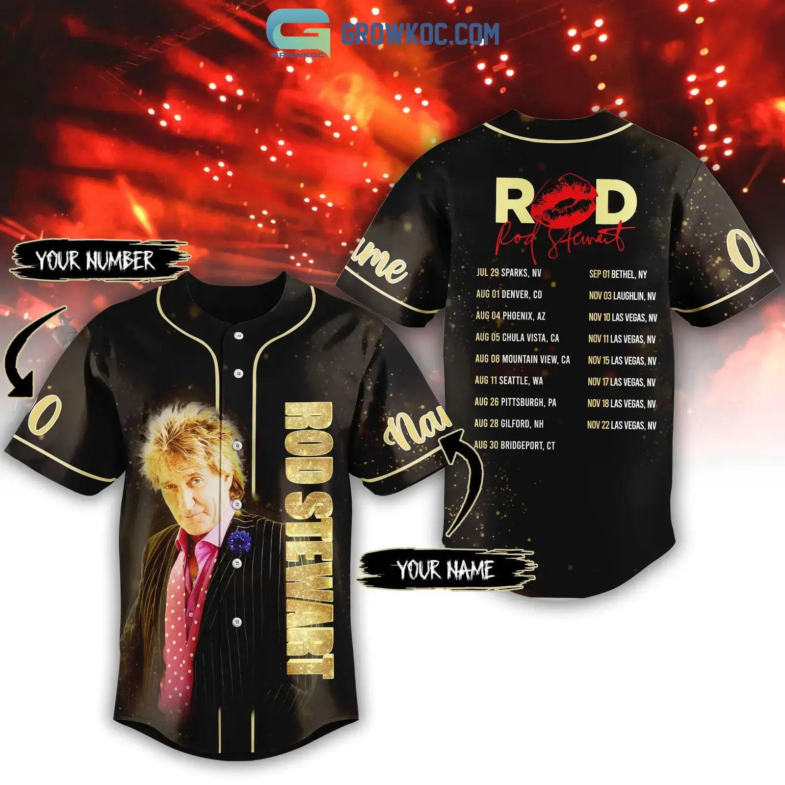 Rod Stewart Live Tour 2023 Personalized Baseball Jersey Image