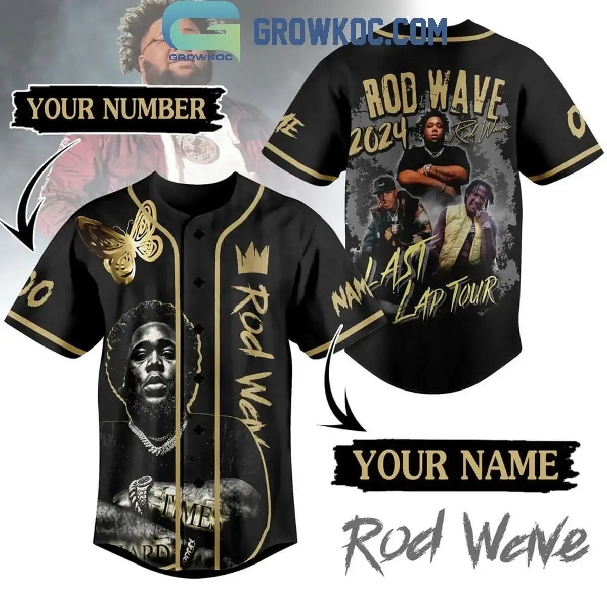 Rod Wave 2024 Last Lap Tour Hard Time Personalized Baseball Jersey Image