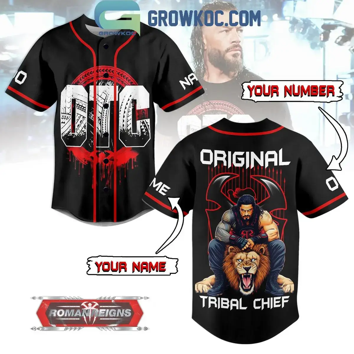 Roman Reign WWE 2024 Original Trible Chief Personalized Baseball Jersey Image