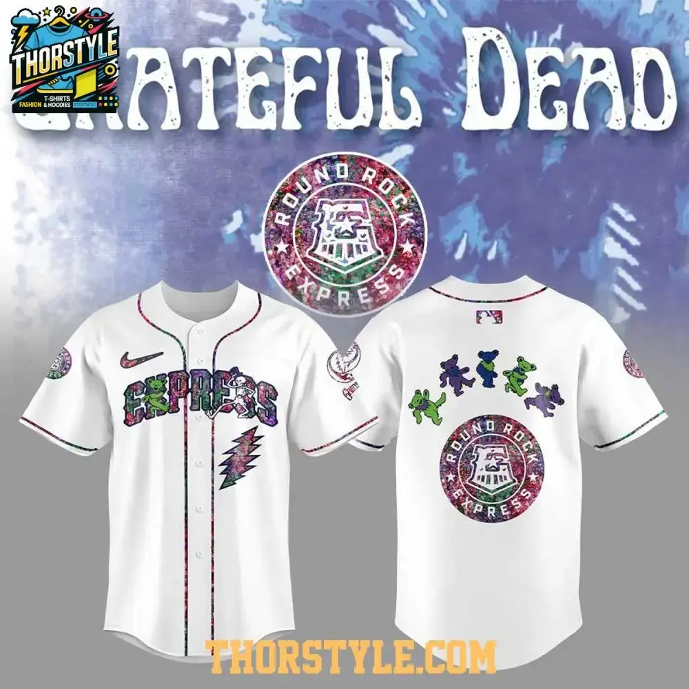Round Rock Express Celebrating Grateful Dead Night White Baseball Jersey Image