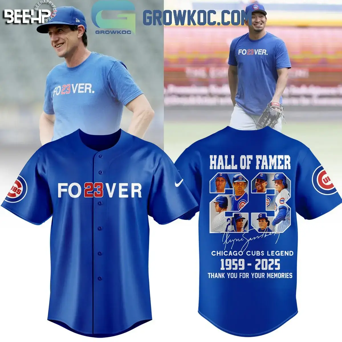 Ryne Sandberg Chicago Cubs Hall Of Famer Forever 23 Baseball Jersey Image