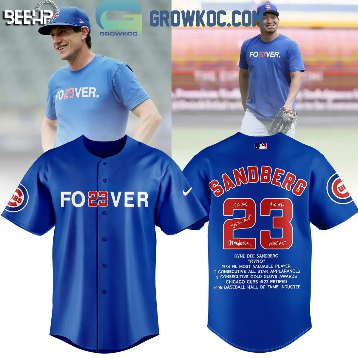 Ryne Sandberg Forever 23 In Our Heart Baseball Jersey Image