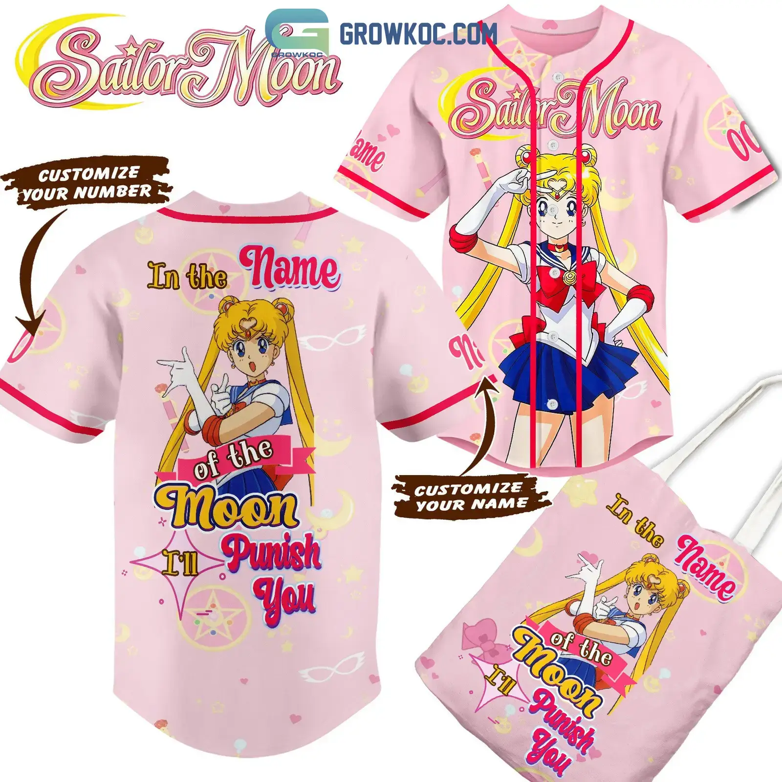 Sailor Moon In The Name Of The Moon I'll Punish You Personalized Baseball Jersey Image