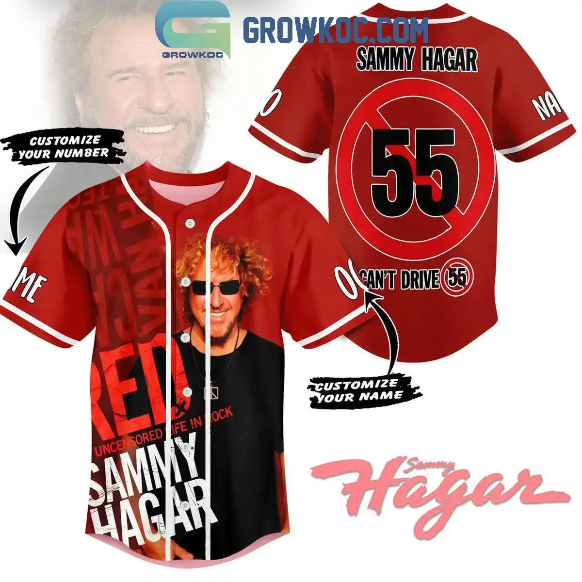Sammy Hagar Red My Uncensored Life in Rock Personalized Baseball Jersey Image