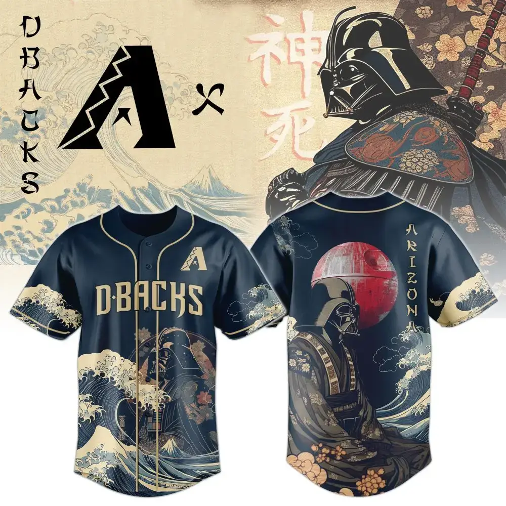 Samurai-Style D-Backs Baseball Jersey - Unique Darth Vader Design, Unisex Sportswear Image