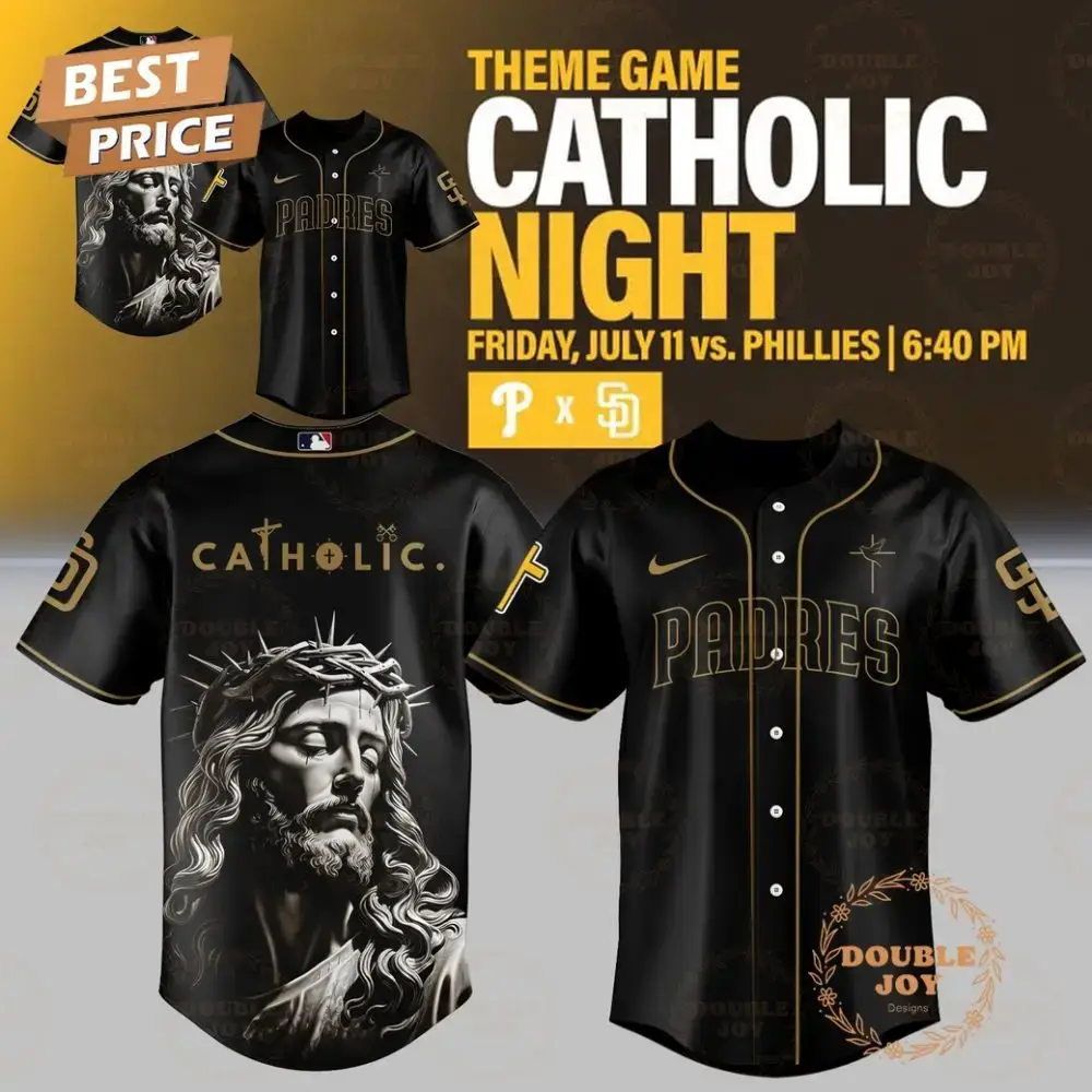 San Diego Padres Catholic Night 2025 Baseball Jersey - Black Image