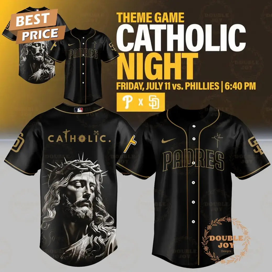 San Diego Padres Catholic Night 2025 Baseball Jersey - Black Image
