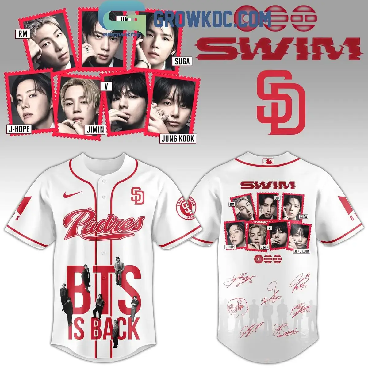 San Diego Padres Celebrate BTS Is Back Swim Jersey Image