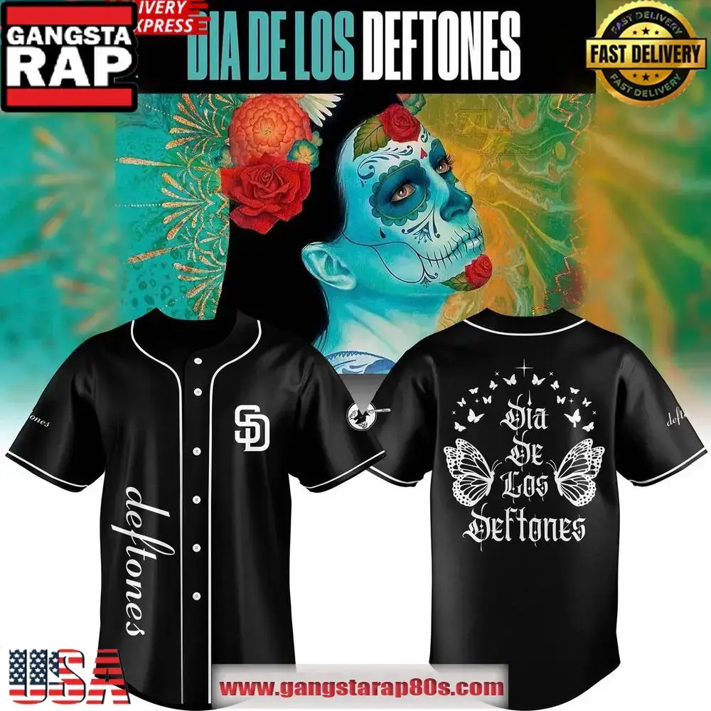 San Diego Padres Dia de los DEFTONES Special Baseball Jersey Shirt Image