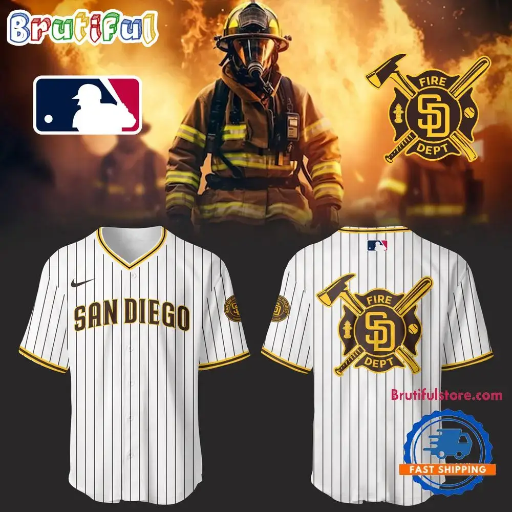 San Diego Padres Firefighter Appreciation Night Baseball Jersey Image
