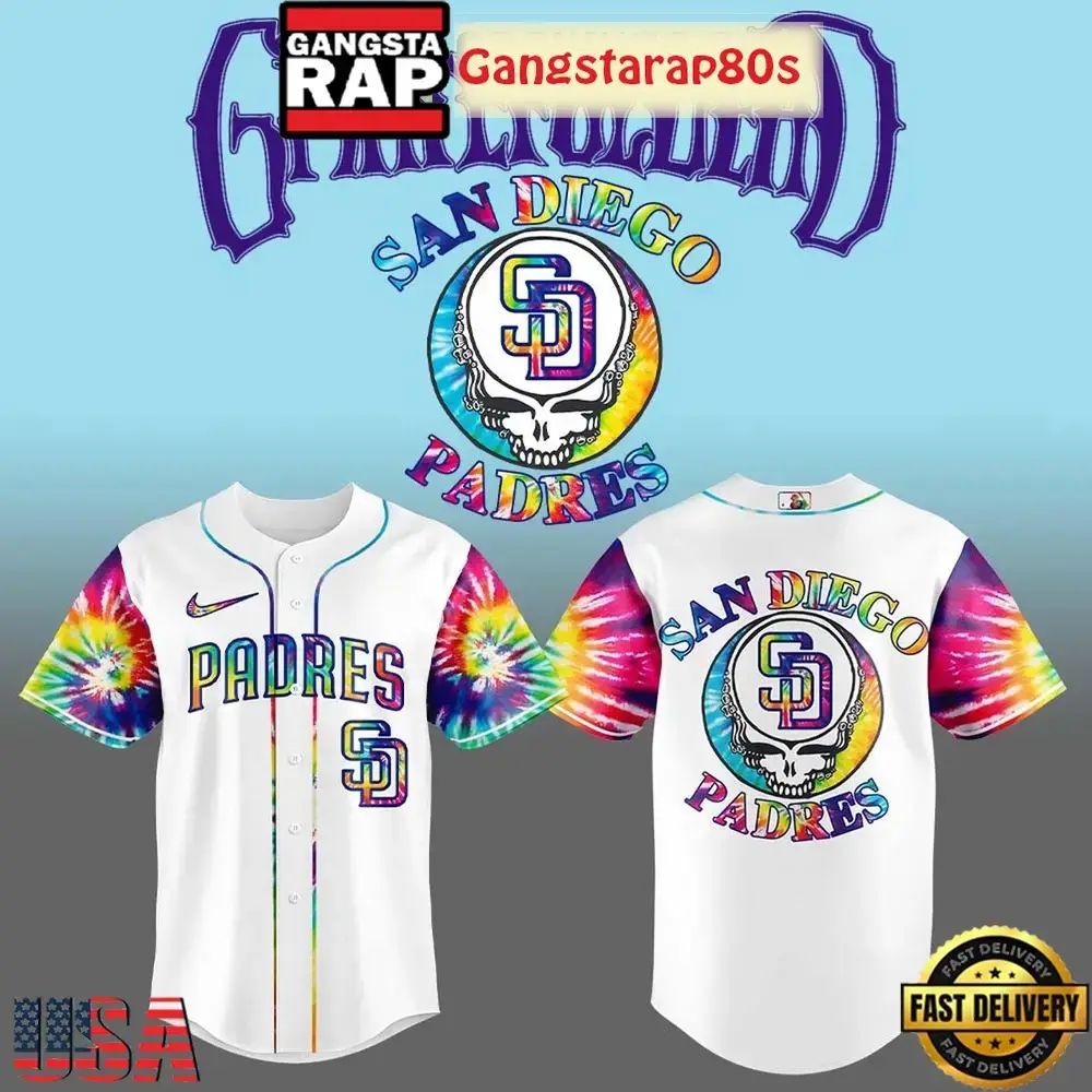 San Diego Padres Grateful Dead 60 Years Baseball Jersey Image