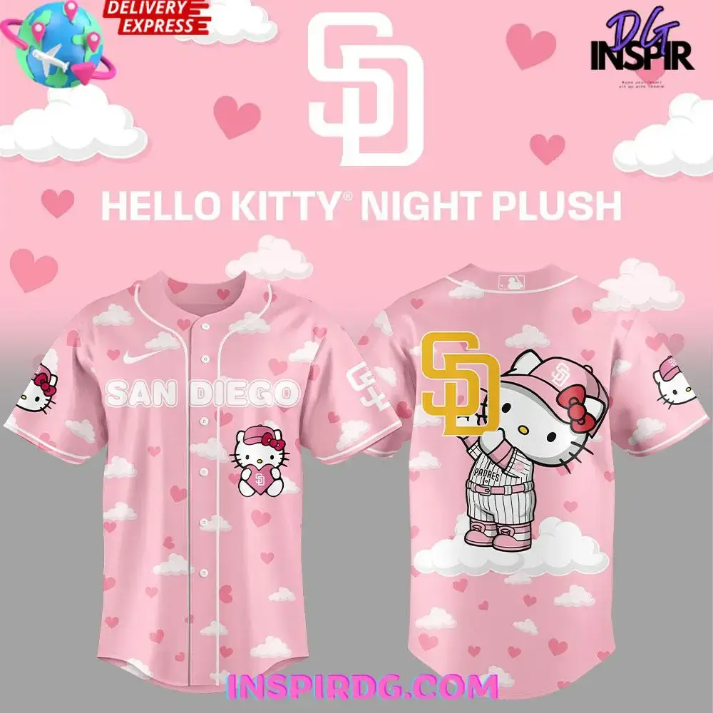 San Diego Padres Hello Kitty Night Plush Edition Baseball Jersey Image