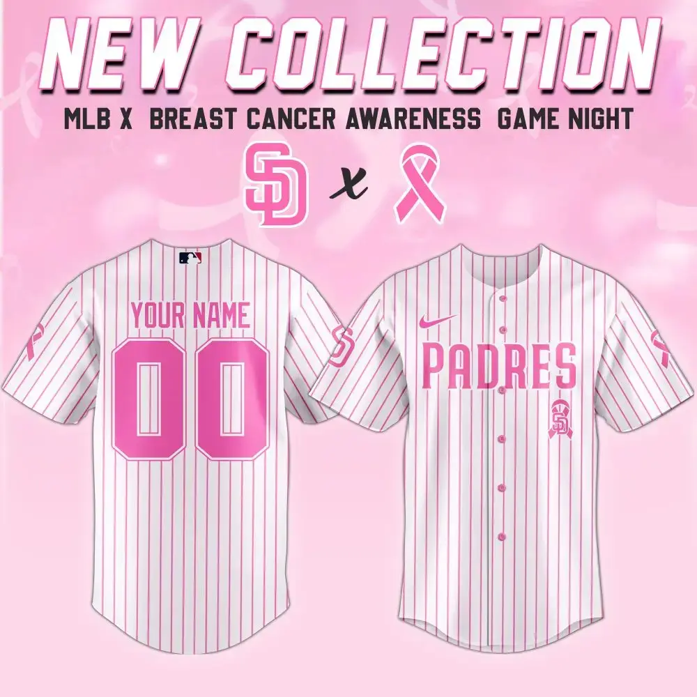 San Diego Padres Mlb X Breast Cancer Awareness Month United In Pink Custom Baseball Jersey Image