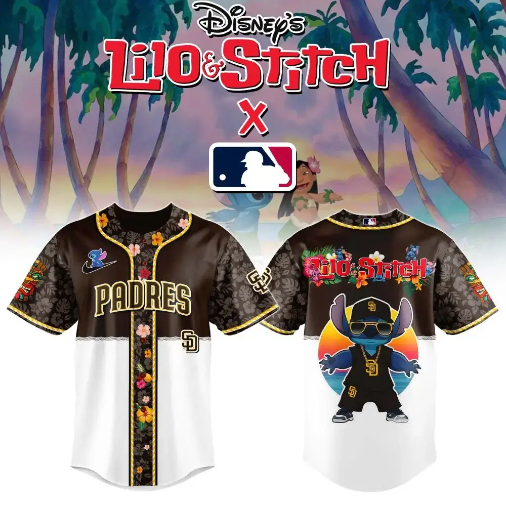 San Diego Padres Mlb X Lilo & Stitch Custom Baseball Jersey Image