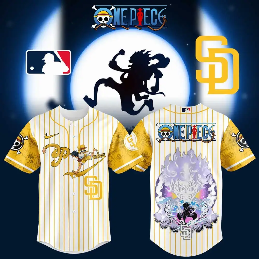 San Diego Padres Mlb X One Piece Luffy Gear 5 Custom Baseball Jersey Image