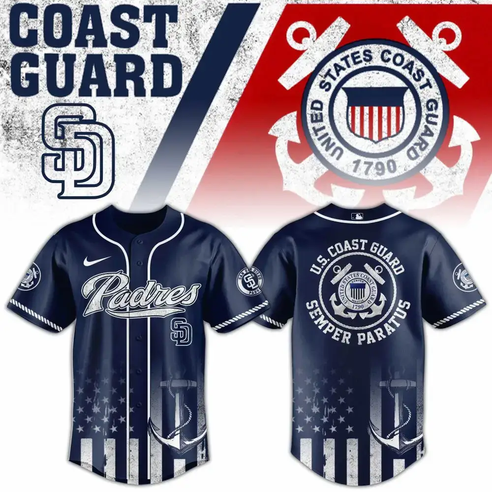 San Diego Padres Mlb X Usa Coast Guard Custom Baseball Jersey Image
