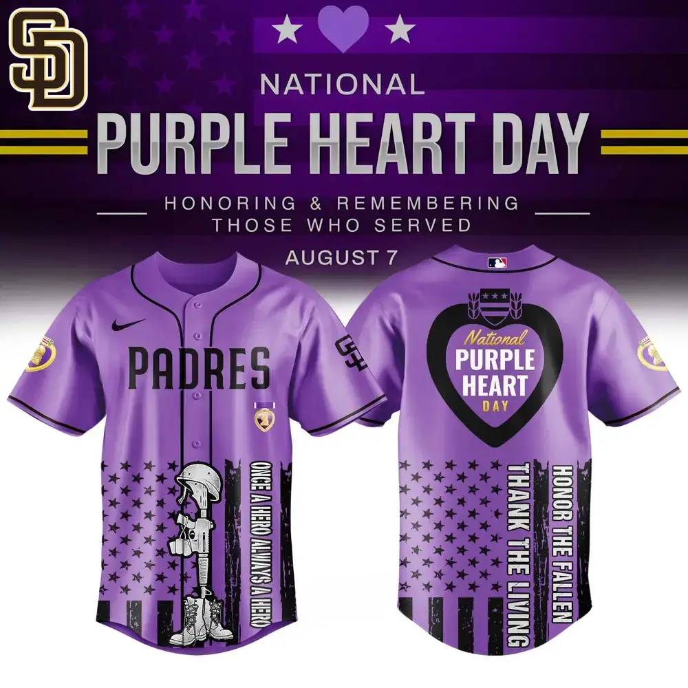 San Diego Padres Mlb X Usa Purple Heart Day Custom Baseball Jersey Image