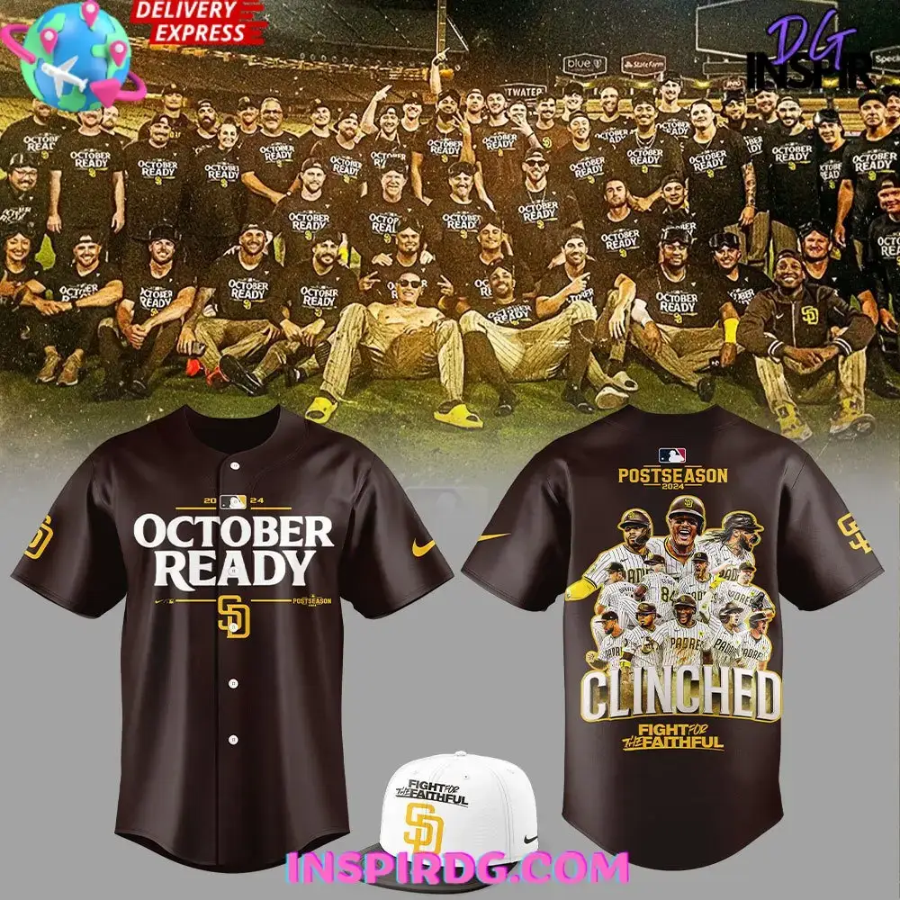 San Diego Padres October Ready Clinched 2024 Brown Baseball Jersey Image