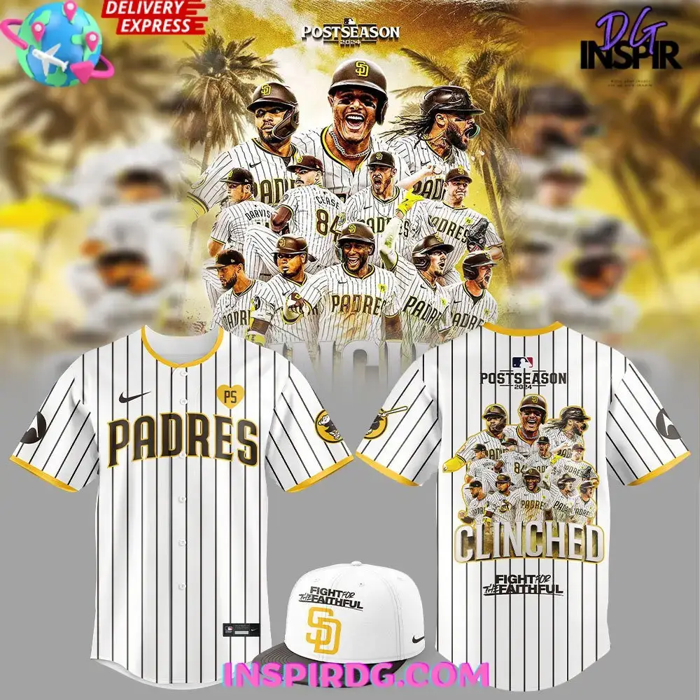 San Diego Padres October Ready Clinched 2024 Stripe Baseball Jersey Image