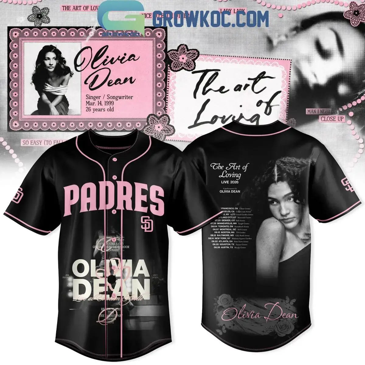 San Diego Padres With Olivia Dean The Art Of Loving Live Tour Jersey Image