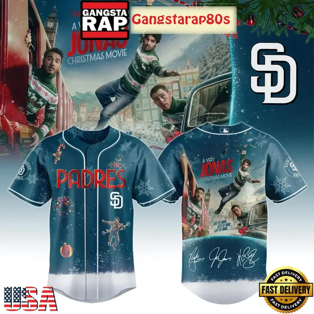 San Diego Padres x A Very Jonas Christmas Movie 2025 Baseball Jersey Shirt Image
