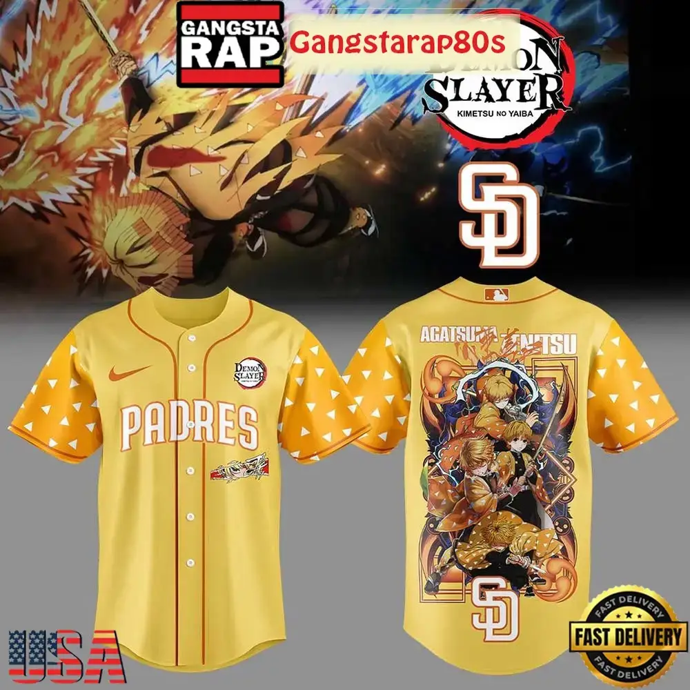 San Diego Padres x Agatsuma Zenitsu Demon Slayer Infinity Catsle 2025 Special Baseball Jersey Image