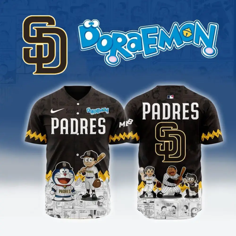 San Diego Padres X Doraemon Custom Baseball Jersey Image